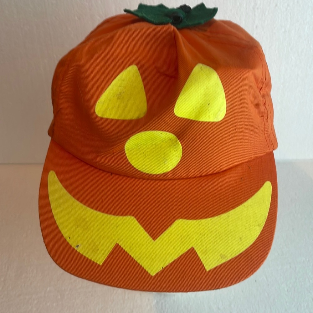 Glow in the dark hat jack-o’-lantern orange pumpkin cap Halloween kids one size